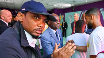 Soccer Legend Samuel Eto’o Apologizes After Kneeing Fan In Face At World Cup (Video)