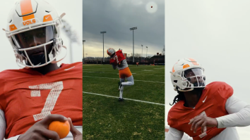 Watch Tennessee QB Joe Milton Throws An Orange 100-Yards Because He Can