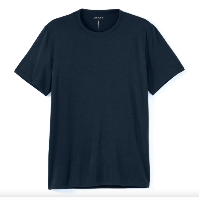 Proof 72 Hour Merino T-shirt in navy; shop workout gear from Huckberry