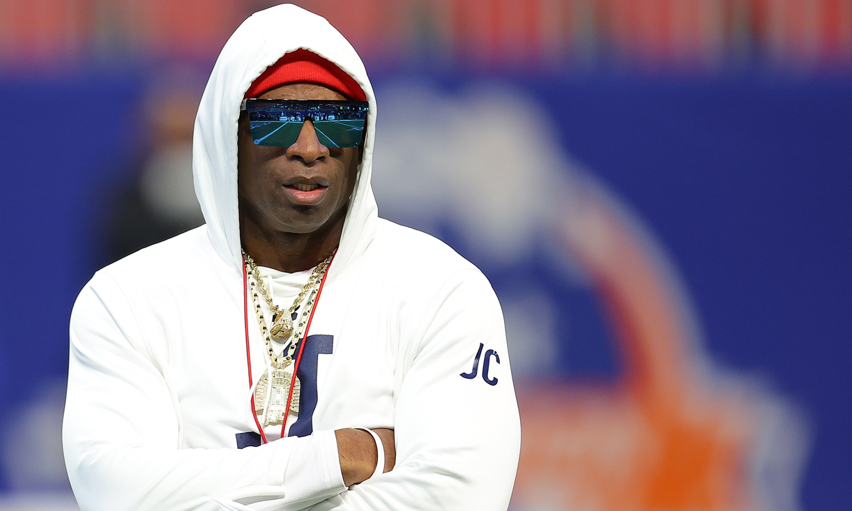 deion sanders on the field