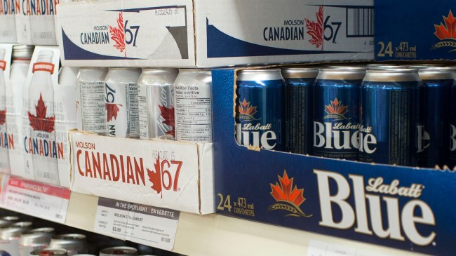 Molson and Labatt Blue beer cans
