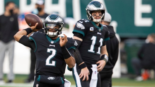 Former Philadelphia Eagles QB Carson Wentz with Jalen Hurts