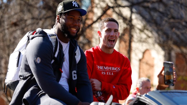 Stetson Bennett at the Georgia national championship parade.