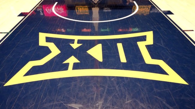 Big 12 logo on a basketball court