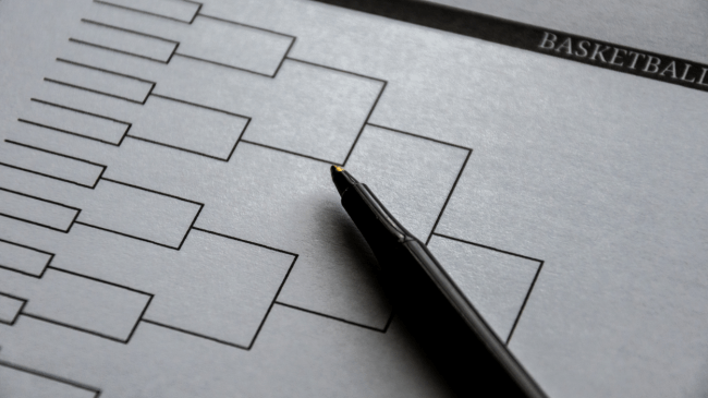 An empty NCAA Tournament bracket.