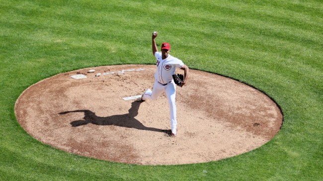 Hunter Greene throws a pitch against the Pirates on Opening Day.