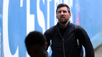 Mob Of Rowdy Fans Surround A Restaurant Hoping To Catch A Glimpse Of Lionel Messi