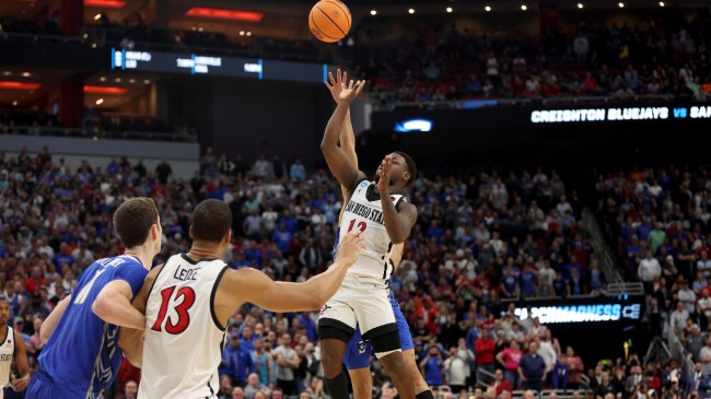 Creighton fouls SDSU on the final play of their Elite Eight game.
