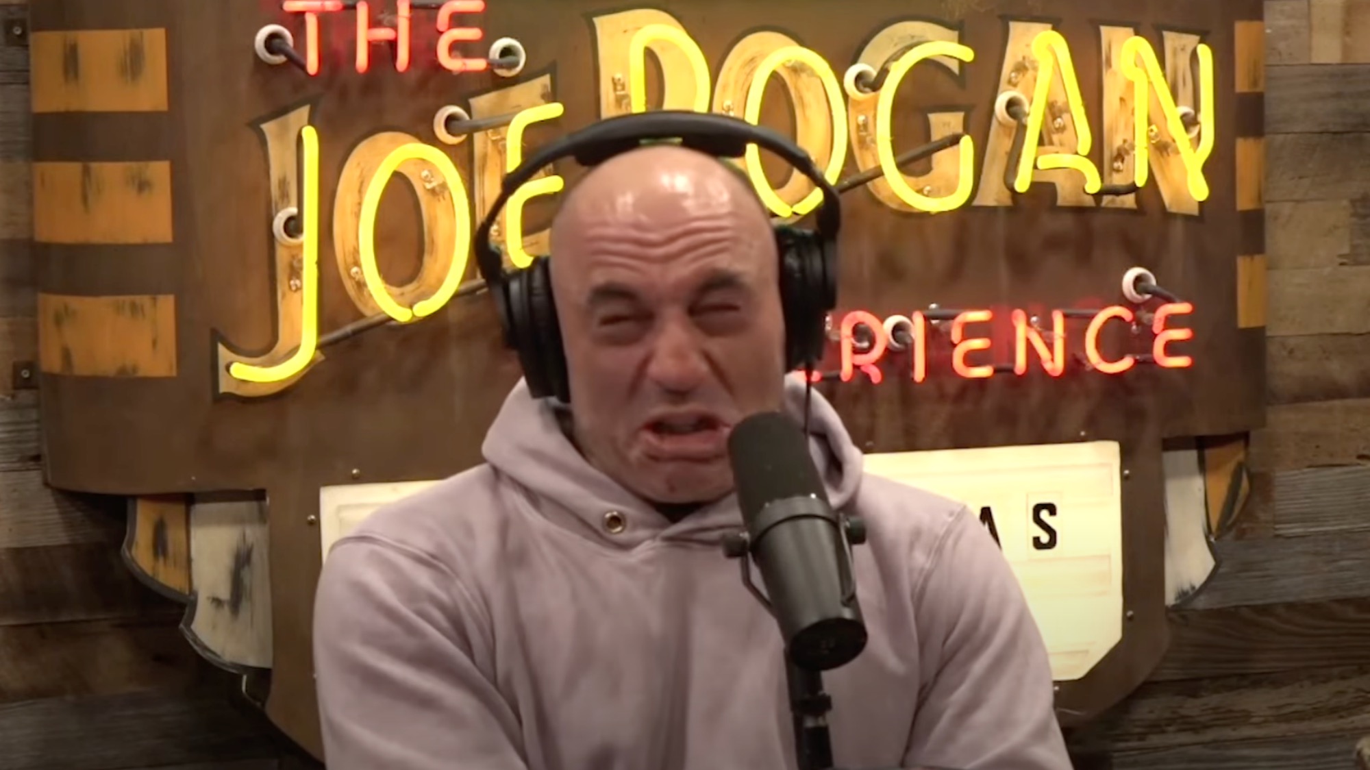 Joe Rogan showing his fear of snakes