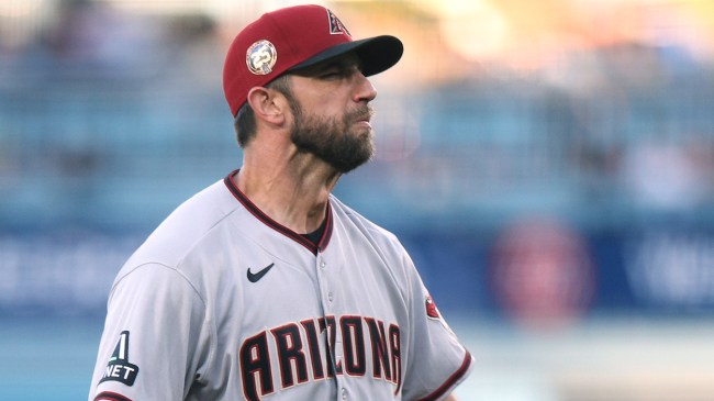 Madison Bumgarner reacts to allowing a home run.