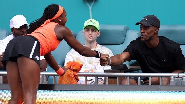 Coco Gauff shaking hands with Jimmy Butler