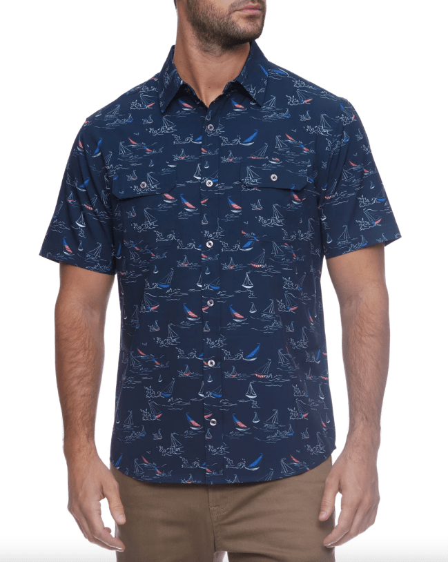 Flag and Anthem MadeFlex Sailboat Print UPF Performance Shirt for the 4th of July