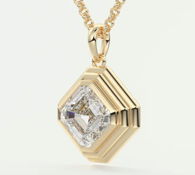 Frank Darling The Radiator Asscher Chunky Deco Inspired Bezel Set Pendant Necklace