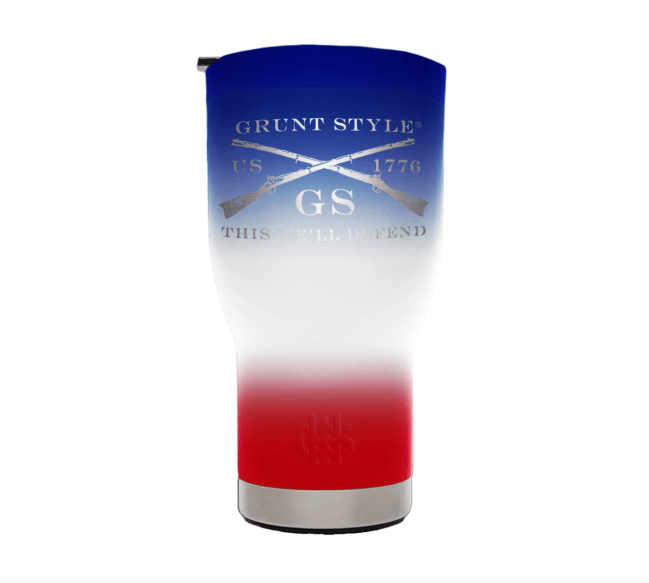 Grunt Style Stainless Steel Tumbler w/ Bottle Opener - Red, White, & Blue for the 4th of July