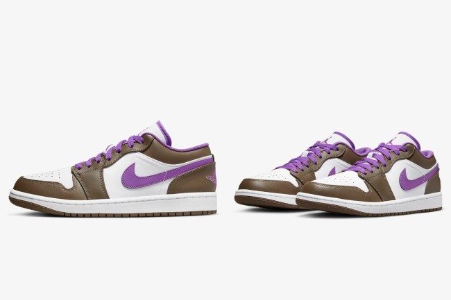 Air Jordan 1 Low men's shoe in Palomino/White/Wild Berry colorway