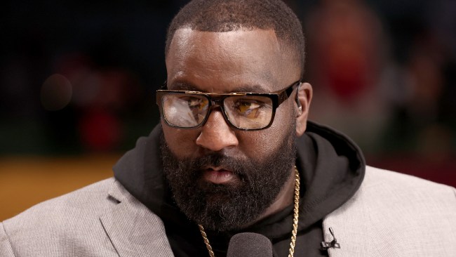 Kendrick Perkins on the ESPN set at the NBA All-Star Game.