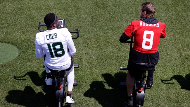 aaron rodgers and randall cobb at jets practice