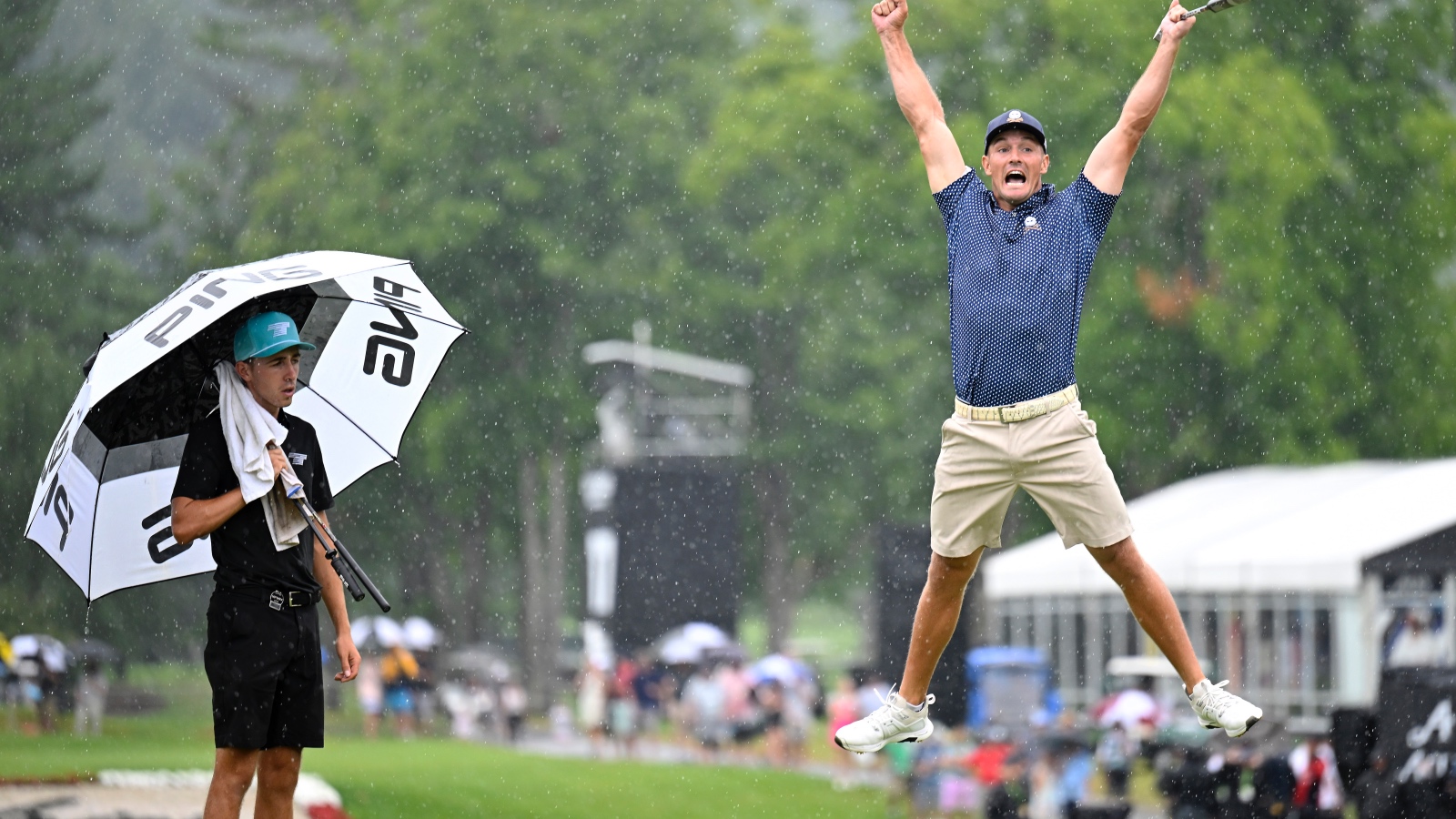 Bryson DeChambeau celebrates winning the LIV Golf Greenbrier tournament