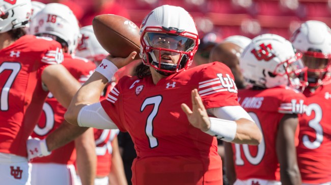 Cam Rising warms up for the Utah Utes.