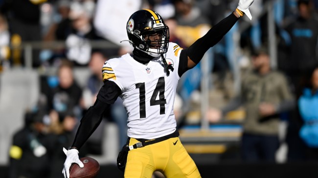 George Pickens celebrates after a catch.