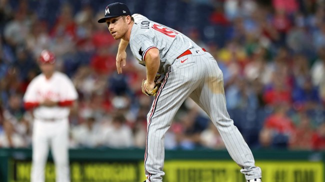 Jordan Luplow mimics Craig Kimbrel during a pitching appearance against the Phillies.