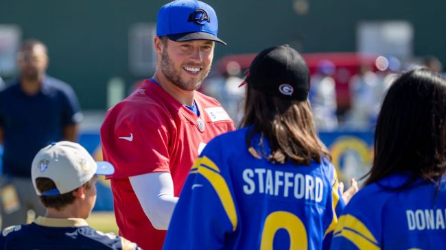 rams quarterback matthew stafford speaking with fans