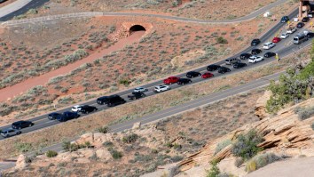 Officer With Zero Patience For Illegal Road Block Near Burning Man Plows Through Barricade
