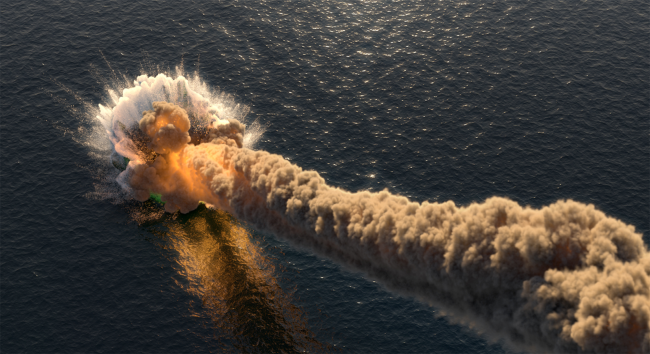 ufo crashing into ocean