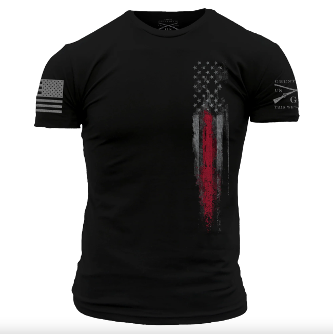Grunt Style Men's Red Line Flag T-Shirt