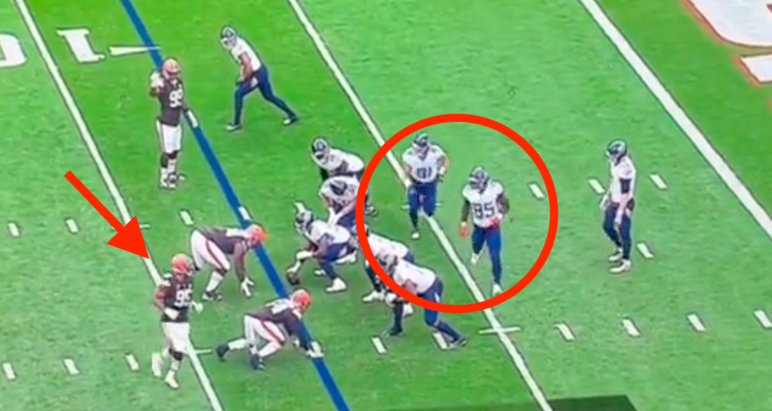 Myles Garrett Pre Snap Motion Delay Of Game Titans