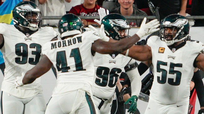 Eagles celebrate a safety
