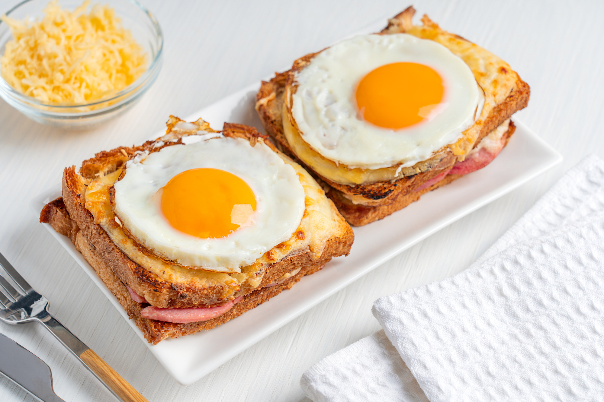 two fried eggs on bread