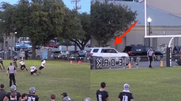 Insane Video Shows Random Car Make Crazy Catch Through Window While Driving Past HSFB Game