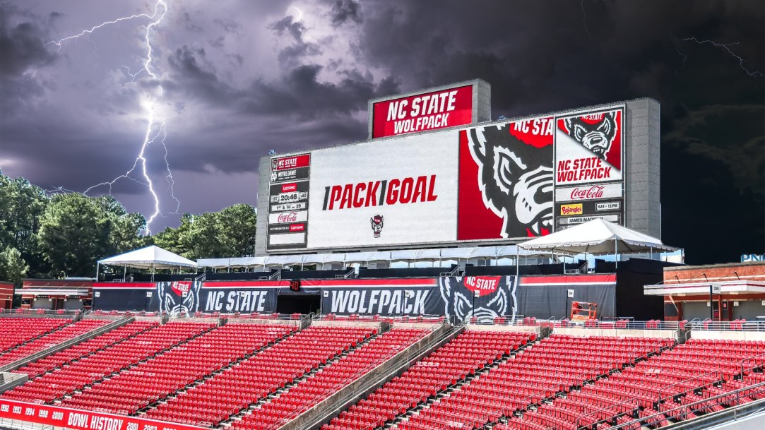 North Carolina State's Scoreboard Hit By Lightning