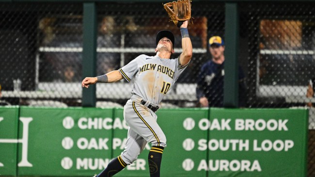 Sal Frelick makes a catch for the Milwaukee Brewers.