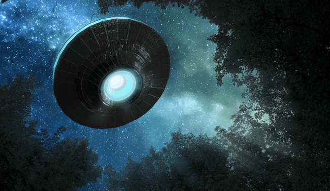 ufo over forest