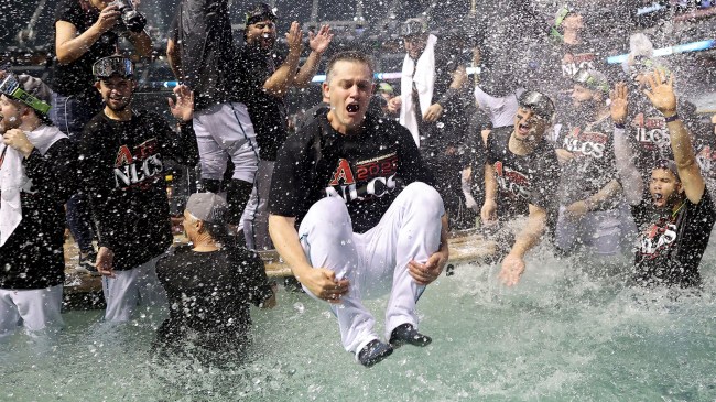 Diamondbacks celebrate in Chase Field pool after NLDS win