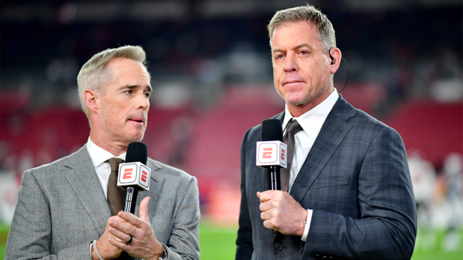 joe buck troy aikman holding espn microphones