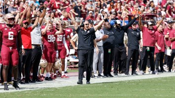 Mike Norvell Seen BOOKING IT Down Sidelines Stride For Stride With Keon Coleman On Punt Return