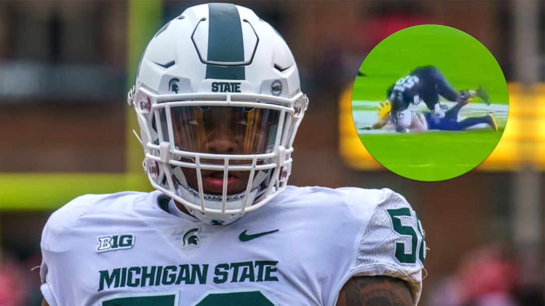 Spencer Brown Michigan State Dirty Helmet Hit