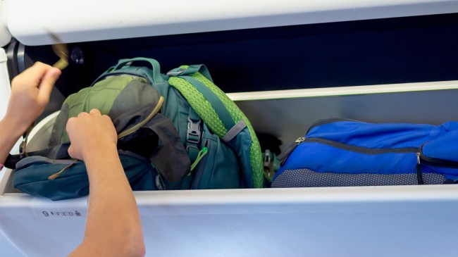 Stowing luggage on airplane