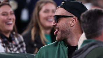Girl Sneaks Past Jets Security To Give Travis Kelce Hilarious Swiftie Friendship Bracelets (Video)