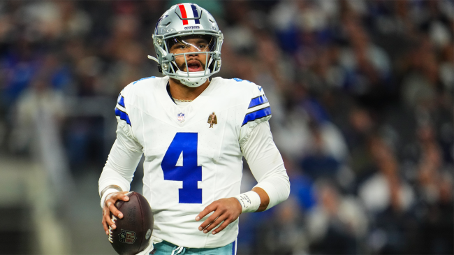 Dak Prescott of the Dallas Cowboys drops back to pass