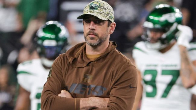 aaron rodgers on the jets sideline