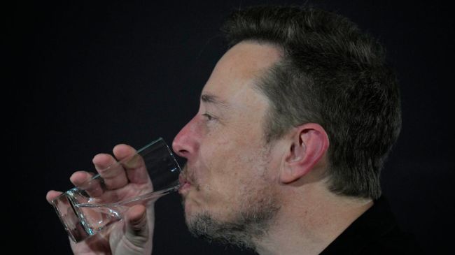 elon musk drinking water