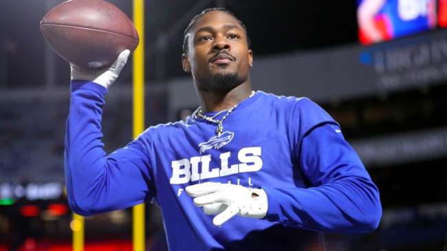 Stefon Diggs warms up before a game against the Broncos.