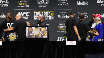 Leon Edwards Throws Water Bottle At Colby Covington’s Face After Colby Mocked His Late Father At Press Conference