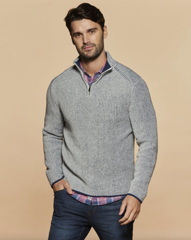 Courtland Textured Quarter Zip Mock Neck Sweater