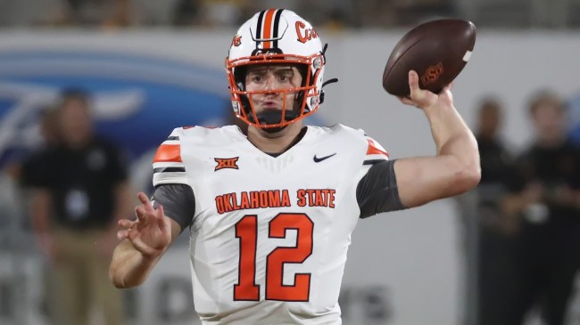Gunnar Gundy throws a pass during a game between Oklahoma State and Arizona State.