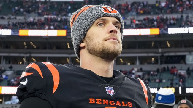 Jake Browning on the sidelines during a Cincinnati Bengals game.
